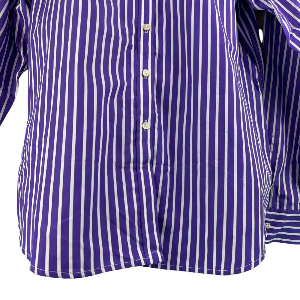 Lauren Ralph Lauren Purple Striped Button Down Shirt 12 Preppy Office Classic - Picture 6 of 8